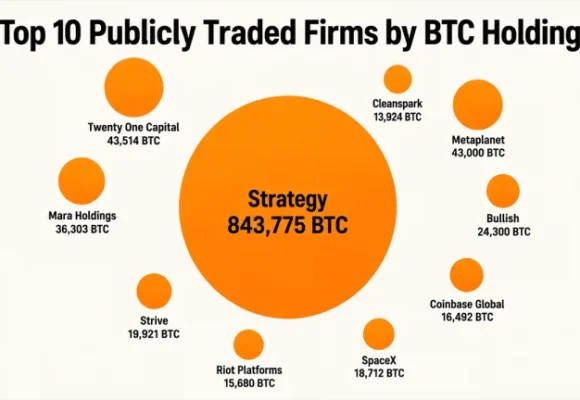 Top 10 Publicly Traded Firms by BTC Holdings Reveal a Million-Bitcoin Power Bloc