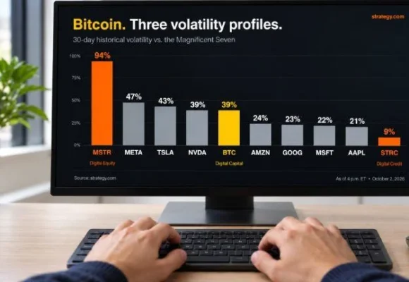 Saylor Maps Three Bitcoin Paths With 94%, 39%, and 9% Volatility